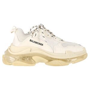 Balenciaga Clear Sole Triple S Sneakers in White Polyester